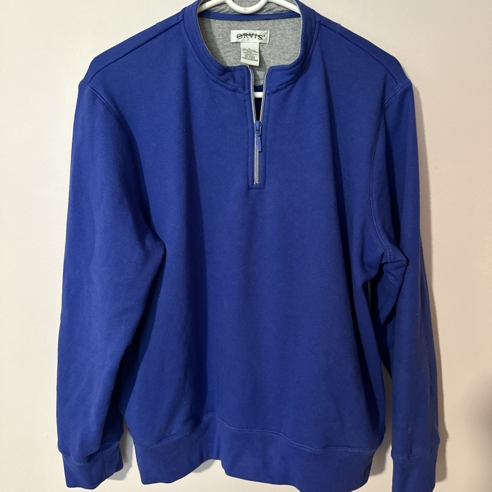 orvis signature Quarter  1/4 zip Sweatshirt Large L Periwinkle Slate Blue Mock